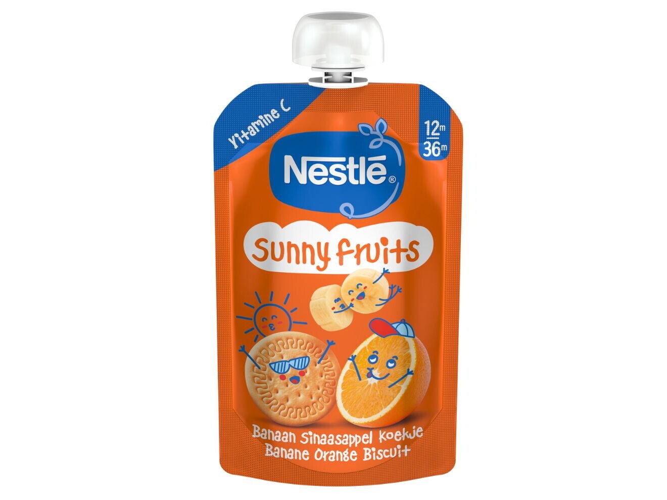 NESTLÉ Sunny Fruits Banaan Sinaasappel Biscuit 12+ maanden