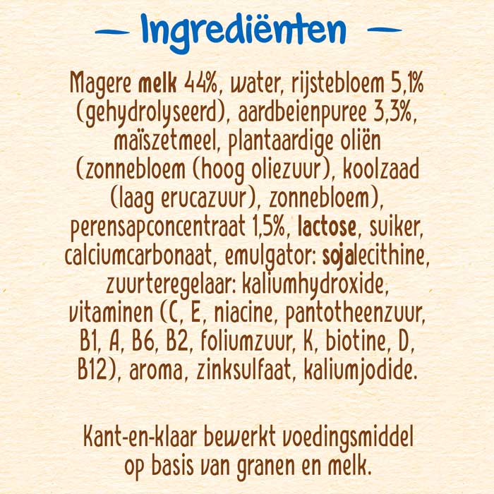 PyjamaPapje Aardbei ingredienten