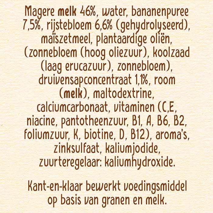 NESTLE PyjamaPapje Banaan ingredienten