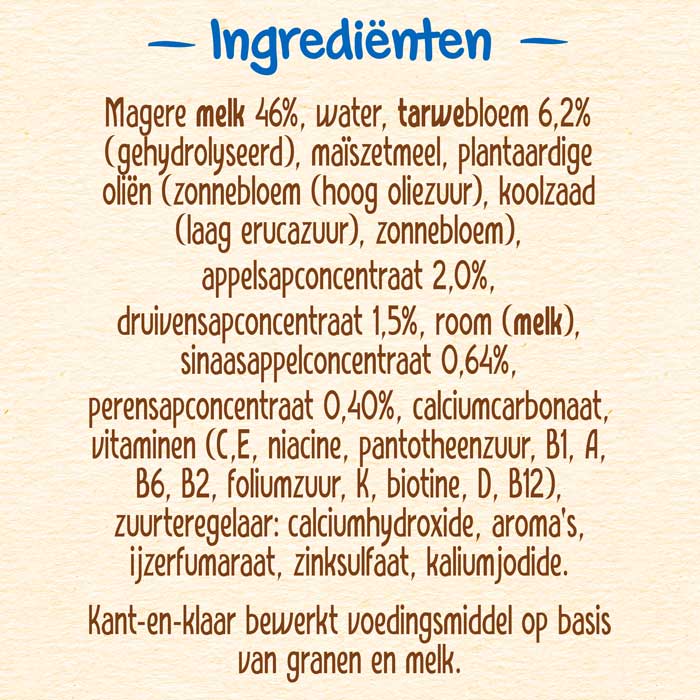 PyjamaPapje Multifruit ingredienten