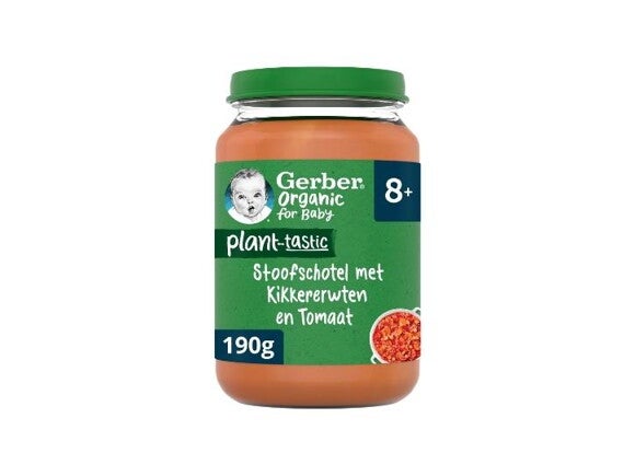 Gerber Organic Plant-tastic Stoofschotel Kikkererwten Tomaat Gerber Organic Plant-tastic Stoofschotel Kikkererwten Tomaat