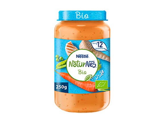 NaturNes® Bio maaltijdpotje Pastinaak, doperwtjes, wortel, rijst en kip 12+ maanden