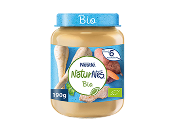 NaturNes Bio Pastinaak, Zoete Aardappel, Kalfsvlees 6+ mnd