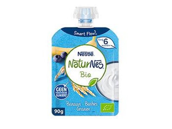 NaturNes® Bio knijpzakje Banaan-Bosbes-Granen