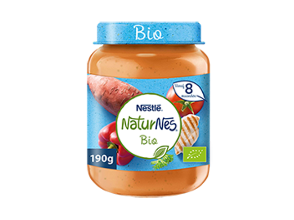 NaturNes Bio Zoete Aardappel, Paprika, Tomaat, Kip 8 maanden NaturNes Bio Zoete Aardappel, Paprika, Tomaat, Kip 8 maanden