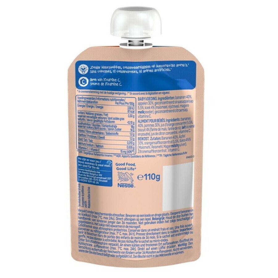 NESTLÉ Sunny Fruits Banaan Sinaasappel Biscuit 12+ maanden
