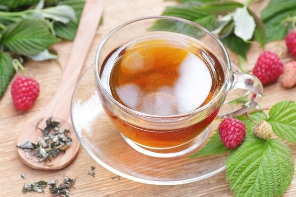 Kop thee met frambozen